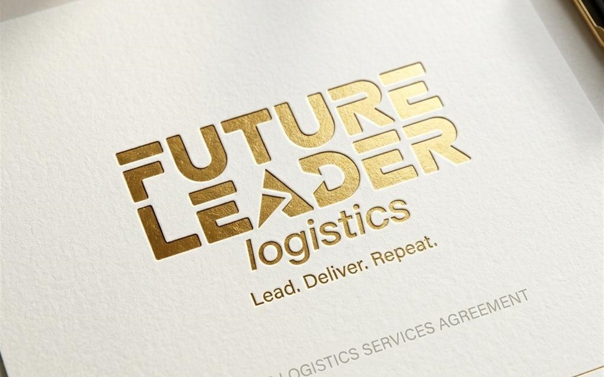 Future Leader Logistics brand applied to documents, apparel, and transport.