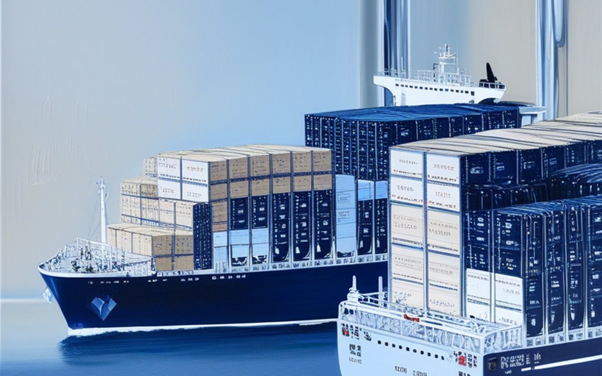 Container ships representing global trade and sea freight support.